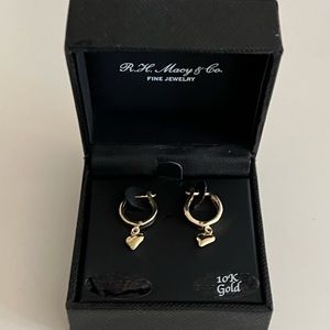 Girls 10 karat gold hoop earring with heart charm